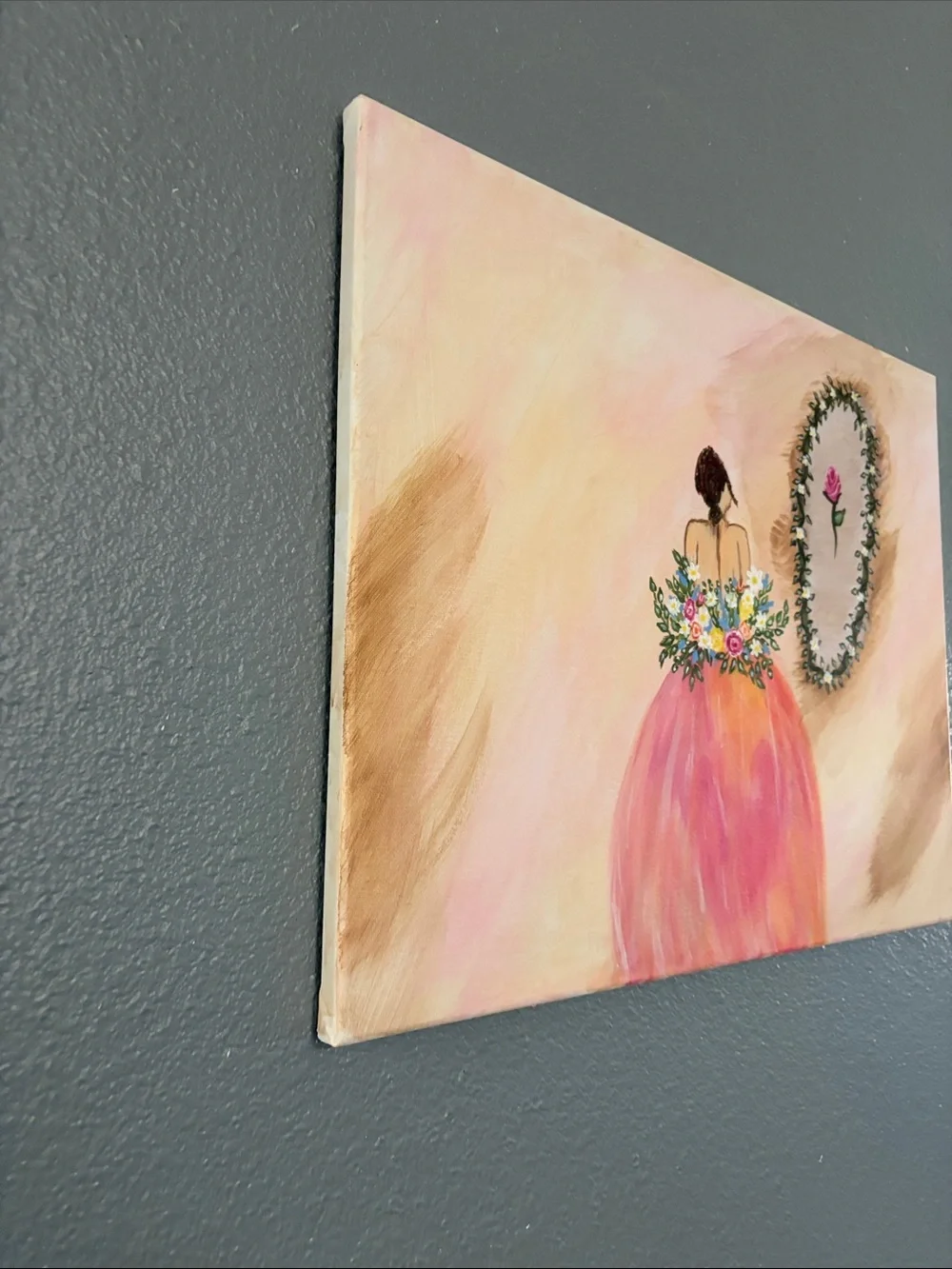 Pink Floral Dress Wall Art Canvas - Unbranded